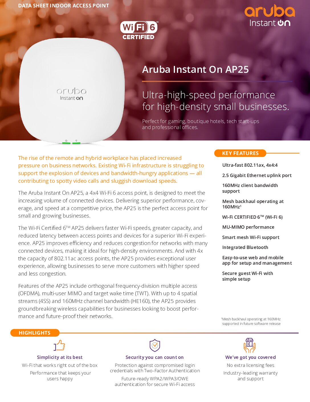 Bộ phát wifi 6 Aruba Instant On AP25 (R9B28A) - Ảnh 6
