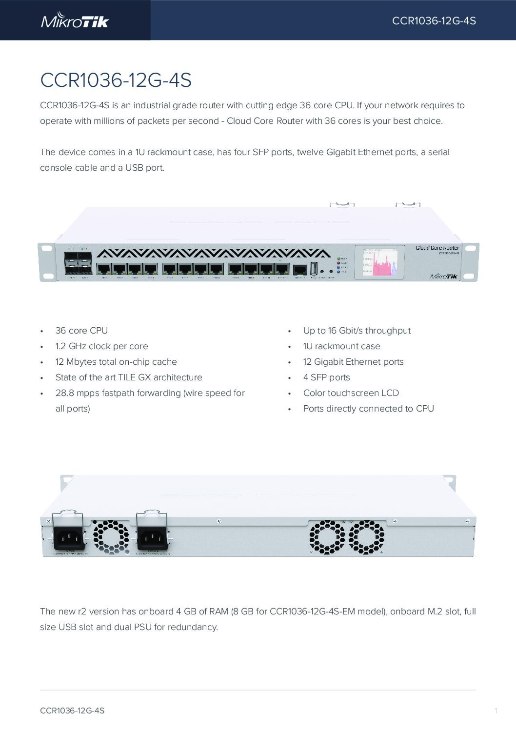 MikroTik CCR1036-12G-4S, Thiết bị cân bằng tải Router chịu tải 3000 user - Ảnh 5