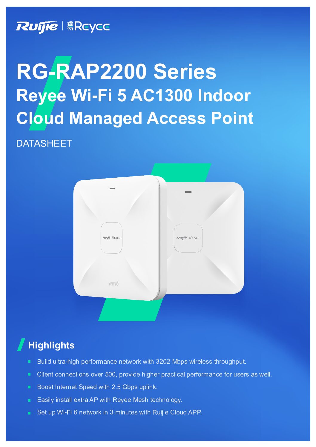 Bộ phát wifi Ruijie RG-RAP2200(E) Reyee, WiFi 5 tốc độ 1267Mbps - Ảnh 4